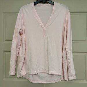 Lululemon Athletica Soft Pink Long Sleeve V-Neck Top